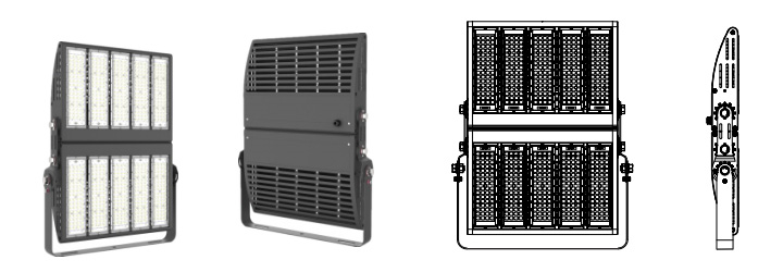 (QDLED-T023)专业大功率体育场馆照明LED投光灯400W-1000W双排模组展示效果